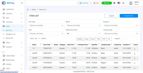 BillTop Inventory Management