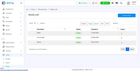 BillTop User Roles and Permissions